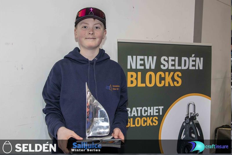 Seldén SailJuice Winter Series 2022-23 Prize Giving - youth & junior winner Finlay Cochrane - photo © Tim Olin / www.olinphoto.co.uk