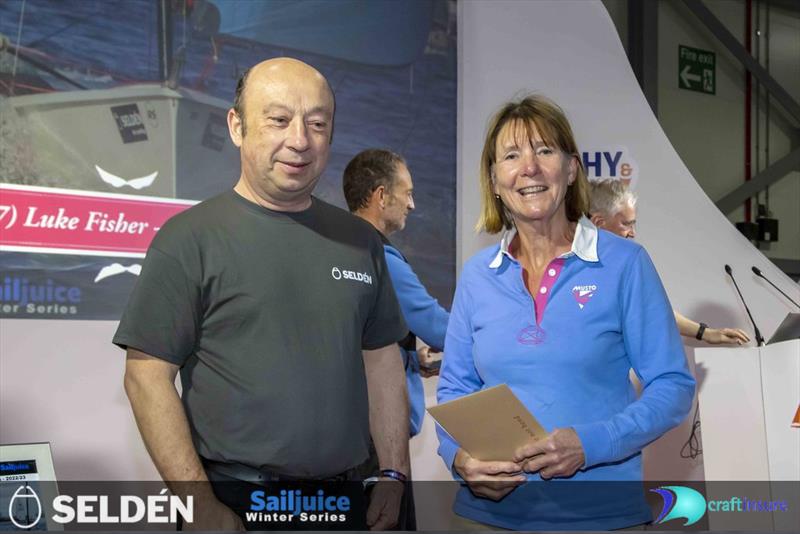 Seldén SailJuice Winter Series 2022-23 Prize Giving - 8th placed Ann Jackson photo copyright Tim Olin / www.olinphoto.co.uk taken at RYA Dinghy Show