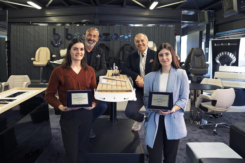 Giorgio Besenzoni and architect Filippo Rossi, workshop leader with winners Francesca De Feudis and Laura Facchetti for the Alaia footbridge and the Arco staircase-passerelle photo copyright Besenzoni  taken at 