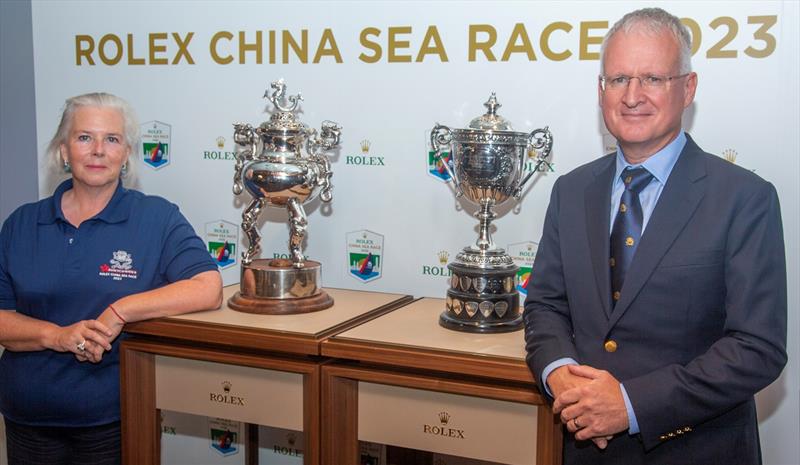 RHKYC officiated a press conference for 2023 Rolex China Sea Race today (April 3), with the commodore of Hong Kong Yacht Club, Lucy Sutro(left), and the Chairman Mr. Cameron Ferguson(right) announcing that 2023 Rolex China Sea Race will start on April 5 - photo © Rolex / Daniel Forster