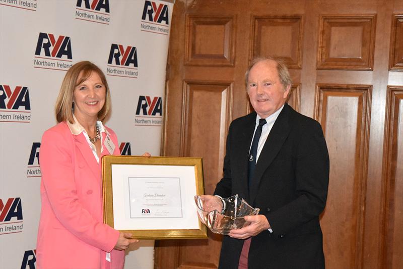 Graham Chambers, Killyleagh Yacht Club winner of chairs award, with RYANI chair, Susan McKnight photo copyright RYA Northern Ireland taken at 