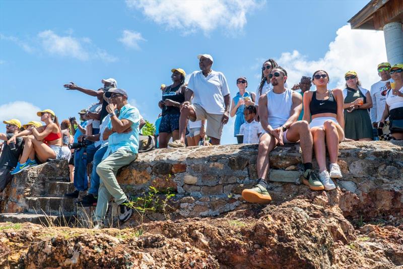 Spectators enjoy watching all the action from Shirley Heights Lookout on English Harbour Rum Race Day at Antigua Sailing Week 2023 - photo © Visual Echo