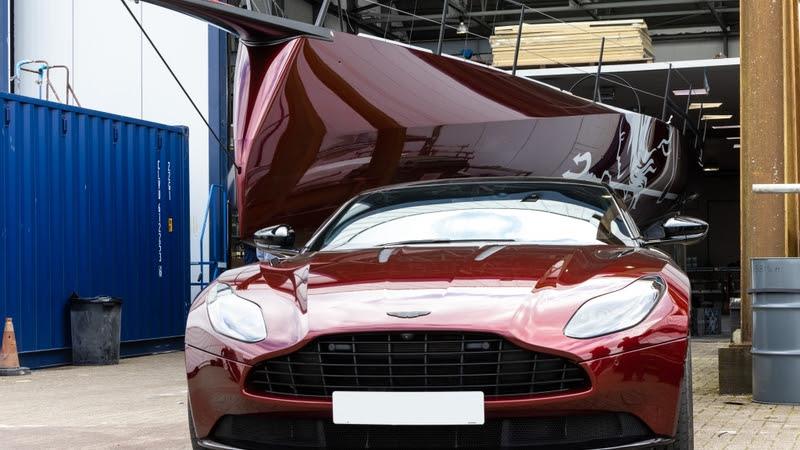 Colour match with Liquid Crimson Aston Martin DB11 AMR - photo © Georgie Altham, PhotoBoat