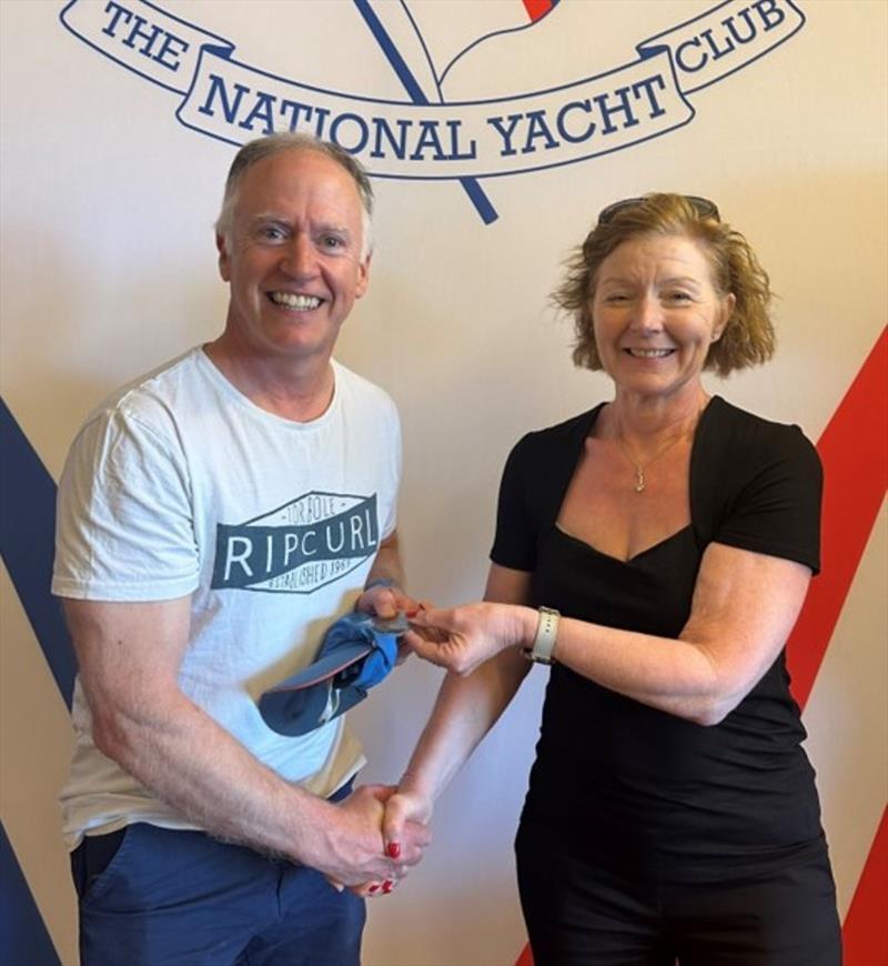 Bretzel Bakery MD Dymphna O'Brien presents Daragh Sheridan with Irish Sailing bronze medal, Irish RS Aero Nationals, 2023 photo copyright Noel Butler taken at National Yacht Club, Ireland