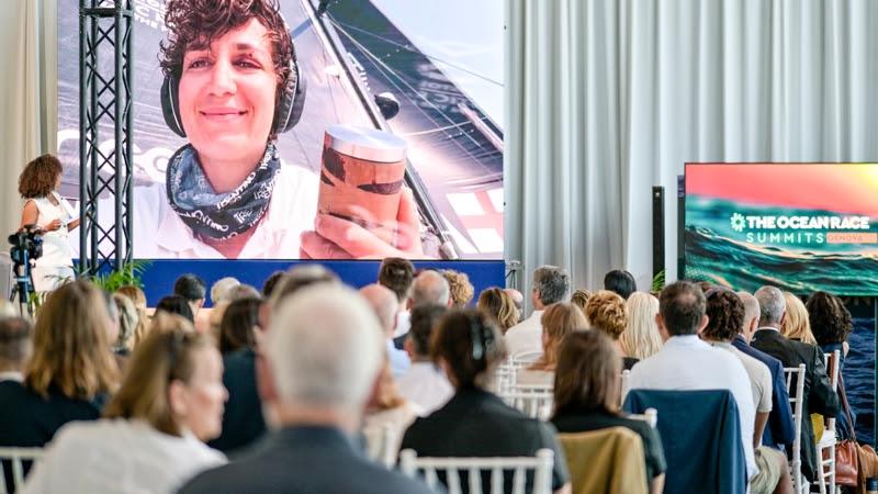 Sailor Cecilia Zorzi, in a live connection from the Austrian Ocean Racing Team powered by Team Genova boat photo copyright Sailing Energy / The Ocean Race taken at 