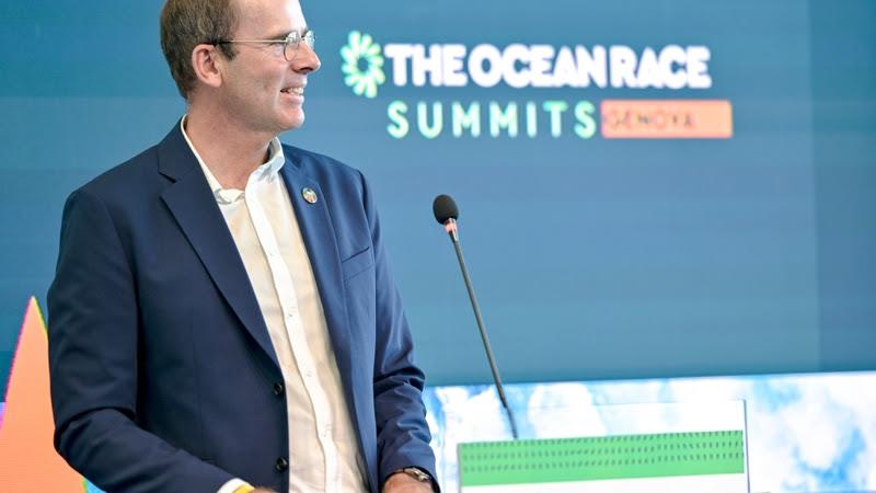 Richard Brisius, Race Chairman of The Ocean Race, speaking at The Ocean Race Summit Genova held today photo copyright Sailing Energy / The Ocean Race taken at 