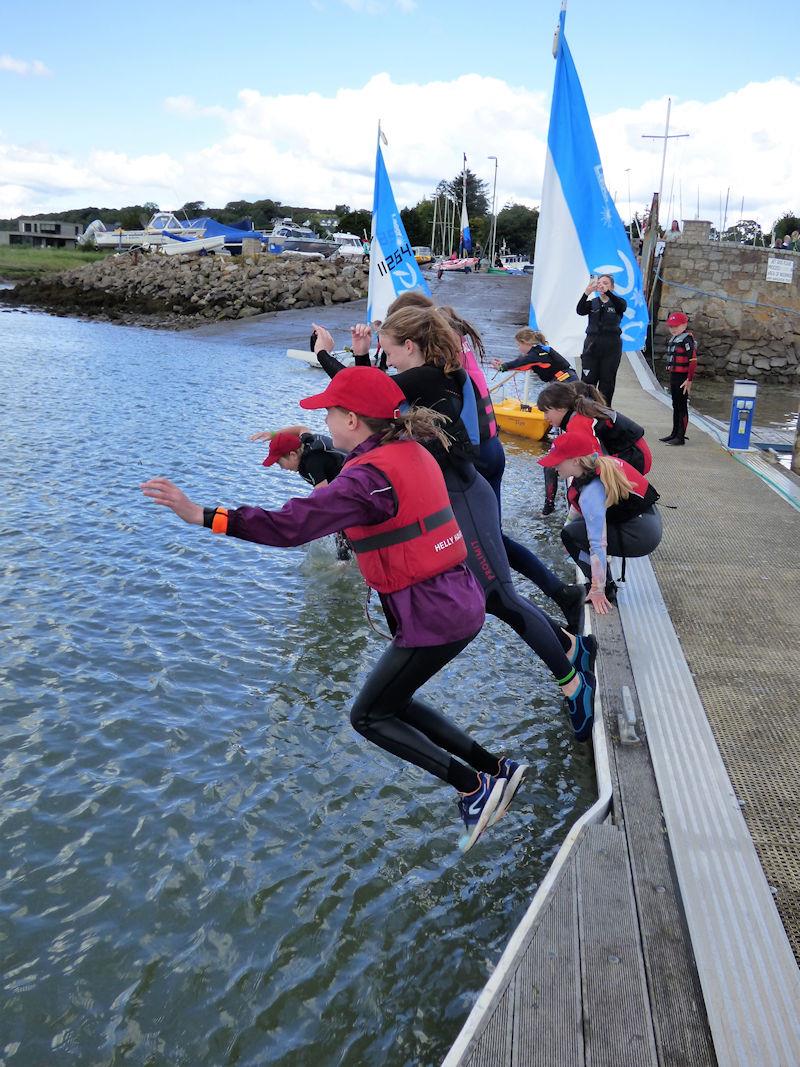 Solway YC Cadet Week - Airborne before the splash; cadets having fun! - photo © Becky Davison