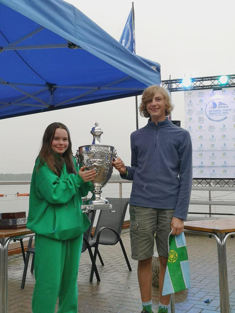 NSSA National Youth Regatta Day 3 - George and Lily of Derbyshire collect the trophy photo copyright NSSA taken at Draycote Water Sailing Club