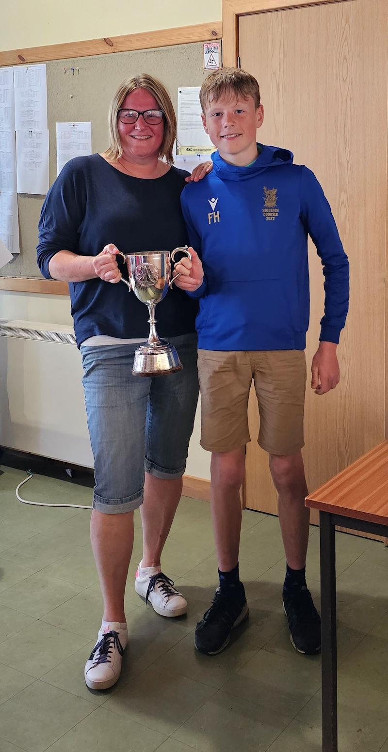 Kippford Week 2023 - Special award from proud Mum to son; SYC Cadet Officer Joanne Harris presents Finn Harris with Best Performance by SYC Cadet Award photo copyright Finlay Train taken at Solway Yacht Club