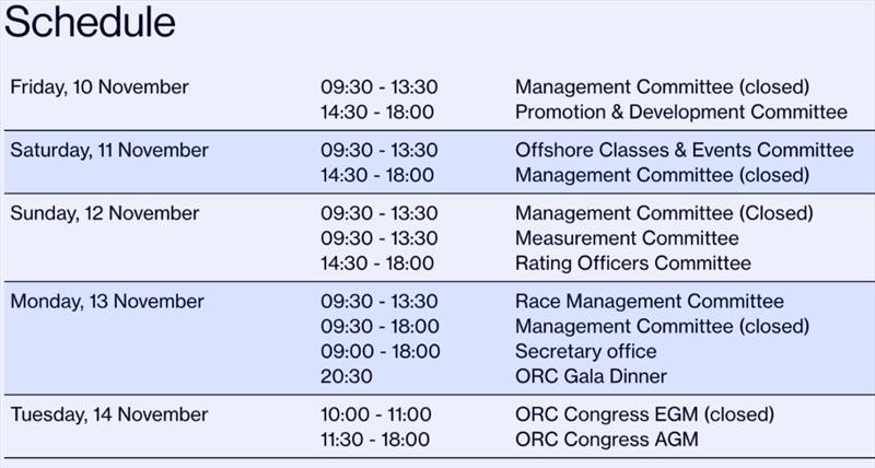 54th ORC Annual Meeting schedule - photo © Offshore Racing Congress