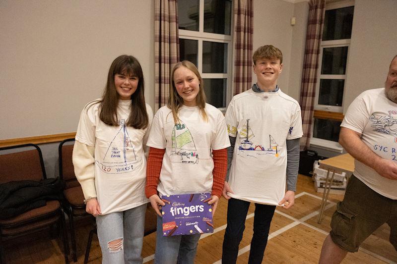 Solway Yacht Club annual Prize Giving: T shirt competition worthy winners, Sally Mackay, Tamsin Wallace and Finn Harris - photo © Nicola McColm