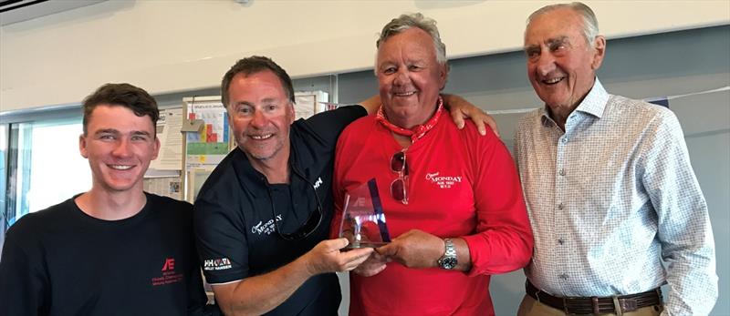 The team of Come Monday – Wayne Smith, Stuart Loft and Steve Bull (helm) with Geoff Henke. Come Monday finished third in the Victorian Championship 2024 photo copyright Jeanette Severs taken at Metung Yacht Club