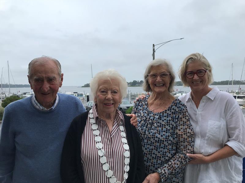 At Metung Yacht Club last week, Geoffrey and Gweneth Henke, with Sue Milledge and Jane Macdonald, widow and daughter of Alec Milledge, credited with bringing the Etchells class of yacht to Australia photo copyright Jeanette Severs taken at Metung Yacht Club