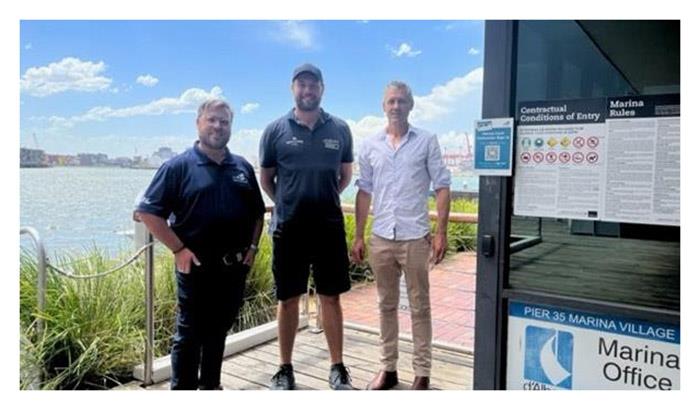 Shane (left) with Jack from d'Albora Marinas Pier 35 and Steve Walker photo copyright Boating Industry Association taken at 