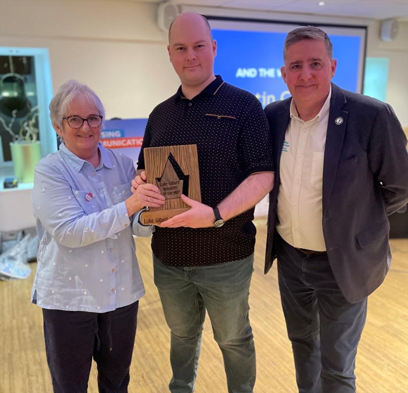 Martin and his award middle with Sue Morgan MBE (left) and CEO Frank Fletcher (right) photo copyright Ellen MacArthur Cancer Trust taken at 
