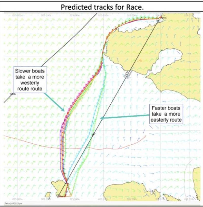 AEGEAN 600 - Predicted tracks of race photo copyright Hellenic Offshore Racing Club taken at Hellenic Offshore Racing Club