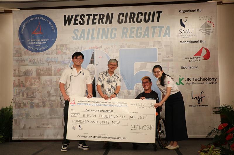 Presentation of cheque to Sailability Singapore - 25th SMU-RM Western Circuit Sailing Regatta 2024 - photo © Raffles Marina