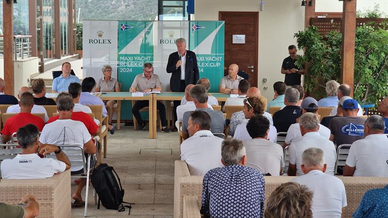 Maxi Yacht Rolex Cup skippers' briefing at the Yacht Club Costa Smeralda photo copyright James Boyd / IMA taken at Yacht Club Costa Smeralda
