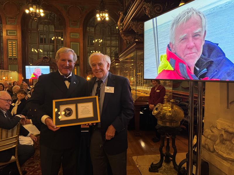 William E. “Bill” Cook, right, receives the 2024 Richard S. Nye Trophy from CCA Commodore Jay Gowell - photo © Barbara Watson