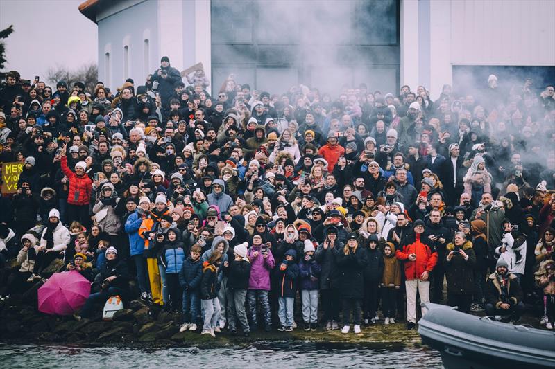 Fans are cheering for DeVenir skipper Violette Dorange (FRA) after she takes 25th place in the Vendée Globe, on February 09, in Les Sables d'Olonne, France - photo © Vincent Curutchet / Alea #VG2024