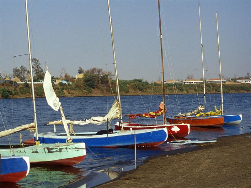The racing fleet drawn up on the beach at Al Kwasir island - photo © Nick Coghlan