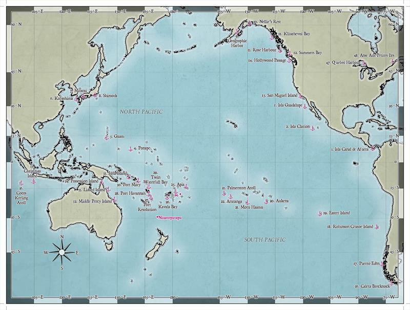 Map of the fifty destinations described in Under Wide and Starry Skies - photo © Nick Coghlan