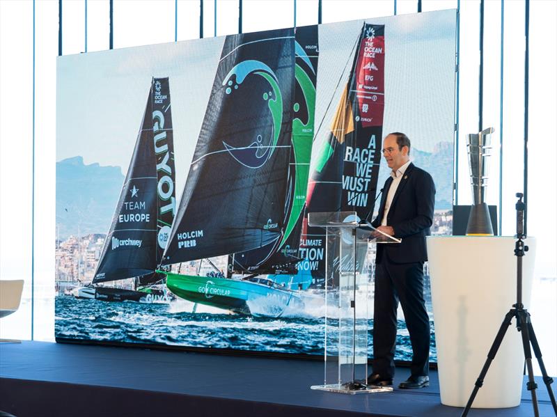 Richard Brisius, Race Chairman, The Ocean Race, announcing a 2025 Fly-By in Matosinhos and The Ocean Race Summit in Portugal in 2026 - photo © Francisco Teixeira