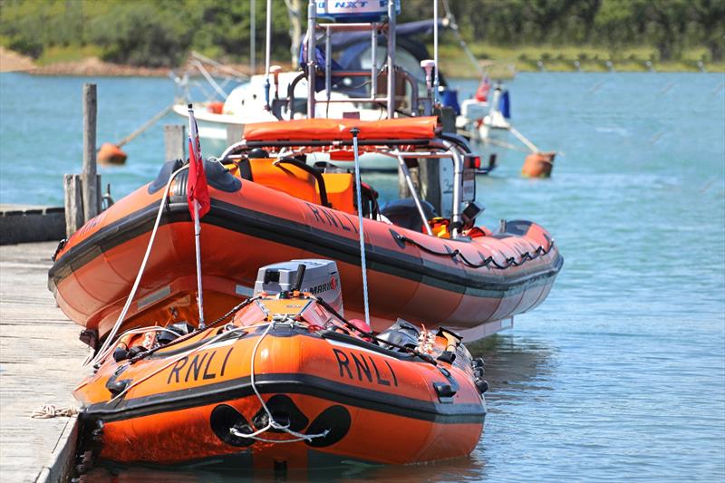 The Hayling Island lifeboat crewed put their D Class lifeboat and Atlantic 85 lifeboat on the pontoon during the Mengeham Rythe Sailing Club 75th Anniversary Celebrations - photo © Cat Dawtrey