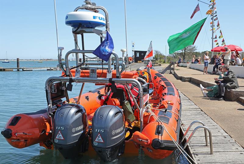 The Mayor and his wife sit beside the lifeboat on the pontoon during the Mengeham Rythe Sailing Club 75th Anniversary Celebrations - photo © Cat Dawtrey
