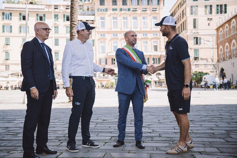 Milivoj DUKIC, Laser Olympic Sailor from Montenegro, visiting Ocean Live Park during Leg 4 of The Ocean Race Europe in Genova, Italy on September 03 - photo © Jean-Louis Carli / The Ocean Race Europe 2025