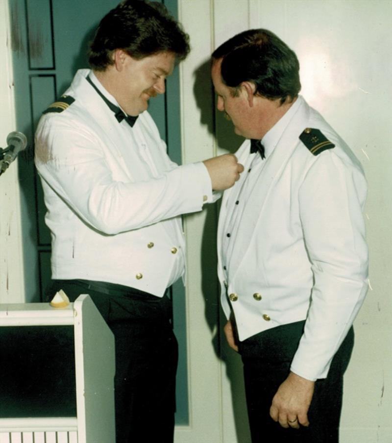 Lance (right) receiving his 30 years long service pin photo copyright Marine Rescue NSW taken at 