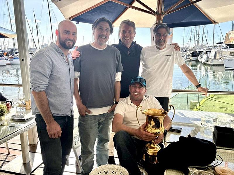 Marc Ryckmans (grey shirt) and Louis Ryckmans (white shirt) with their crew after they won (IRC Overall) the 2024 Noakes Sydney Gold Coast Race - photo © Titlespace Yeah Baby