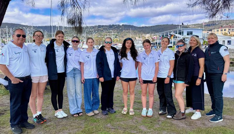 The 2026 ILCA Oceania Solidarity Squad with Nick Ogden (L), Felicity Allison and Jo Ogden (R) - photo © Jane Austin