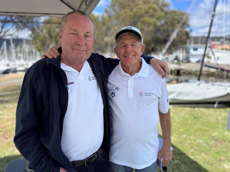 Performance Sailcraft sponsor Nick Ogden (L) and ILCA Australia Chairman, Ken Hurling OAM (R) photo copyright Jane Austin taken at Royal Yacht Club of Tasmania