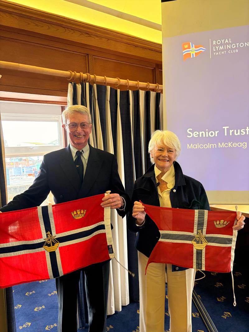 Outgoing Commodore Michael Derrick and Incoming Commodore Sally Potter Kalis - photo © RLymYC
