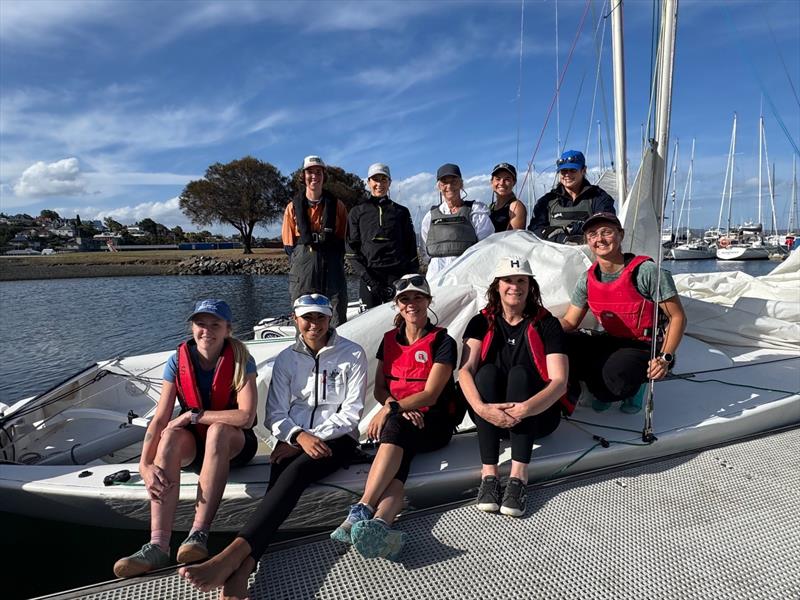 Sailors participating in Club Marine Tas Women's Keelboat Regatta - Back L-R: Charlotte Armstrong, Laura Stoltenberg, Jo-Anne Verrier, Sarah Haywood, Sarah Michael - Front L-R: Tabitha Dempsey, Addison Lester, Rachael Allen, Nichola Wood, Ashleigh Peters photo copyright Jane Austin taken at Bellerive Yacht Club
