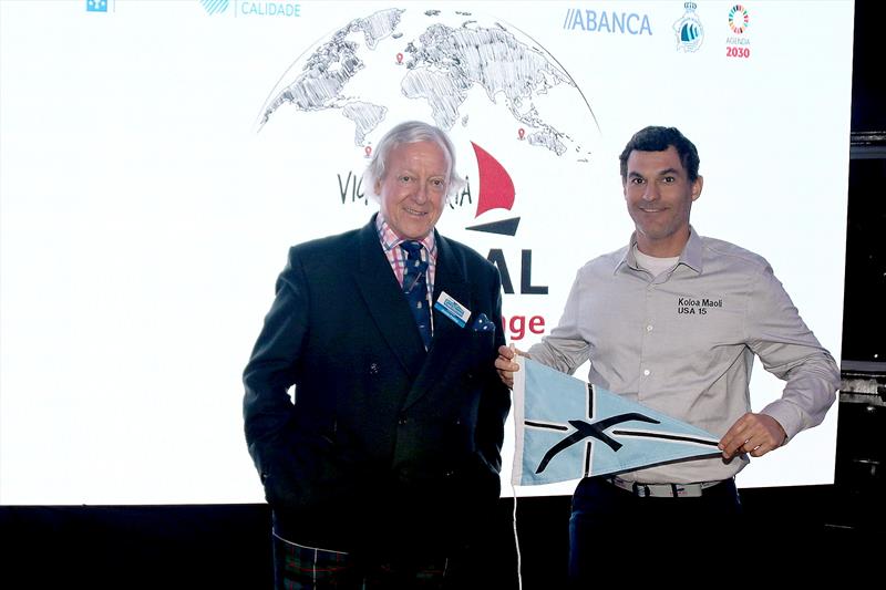 Archie Fairley presenting the Cape Horners Burgee to Ronnie Simpson USA photo copyright Marta Domínguez taken at Real Club Náutico de Vigo