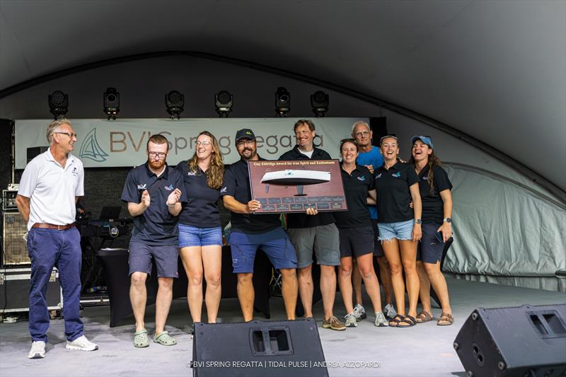 BVISR mark boat volunteers receive the Guy Eldridge Spirit of Enthusiasm Award, presented by Nanny Cay's Miles-Sutherland Pilch - photo © Tidal Pulse / Andrea Azzopardi