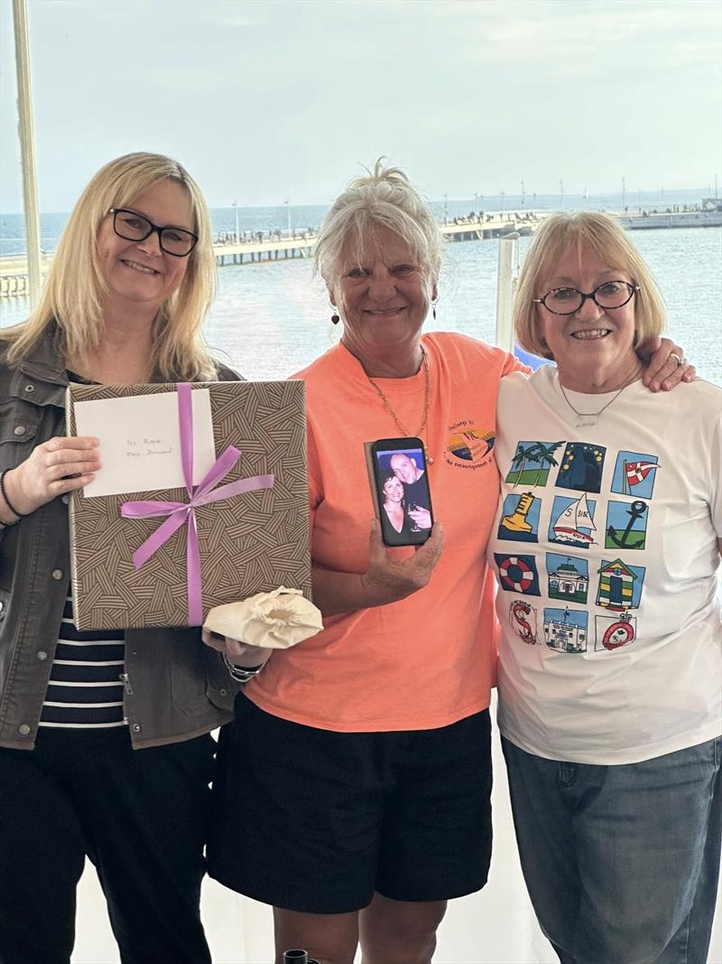 Jennifer Goldsmith Trophy Race winner Sabina Rosser (centre) with Linda Goldsmith (right) photo copyright Rosie Colahan taken at Ocean Racing Club of Victoria