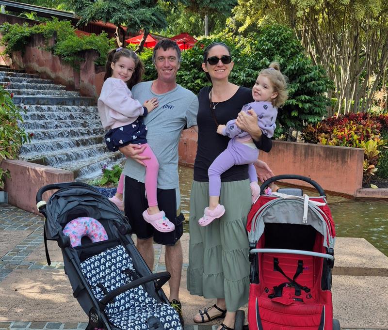 Lucy Scarrott (left) with her parents Andy and Cat and sister Ella, pictured in happier times photo copyright Whitsunday Escape taken at 