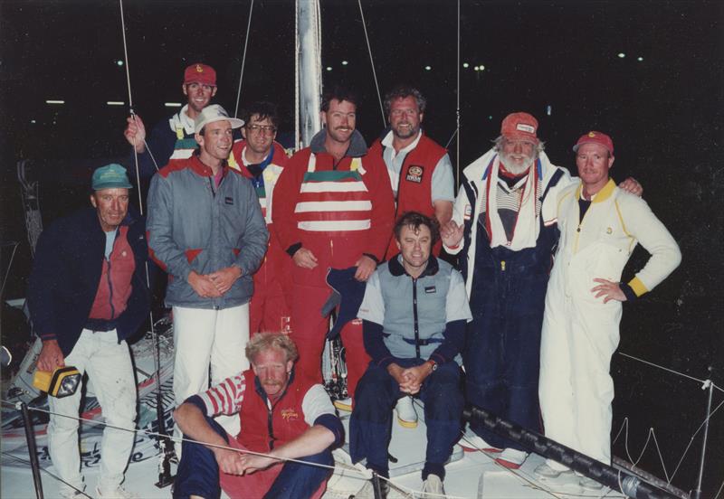 Sagacious V crew after winning 1990 Sydney Hobart (Gary second right in the red hat) - photo © Bob Fraser