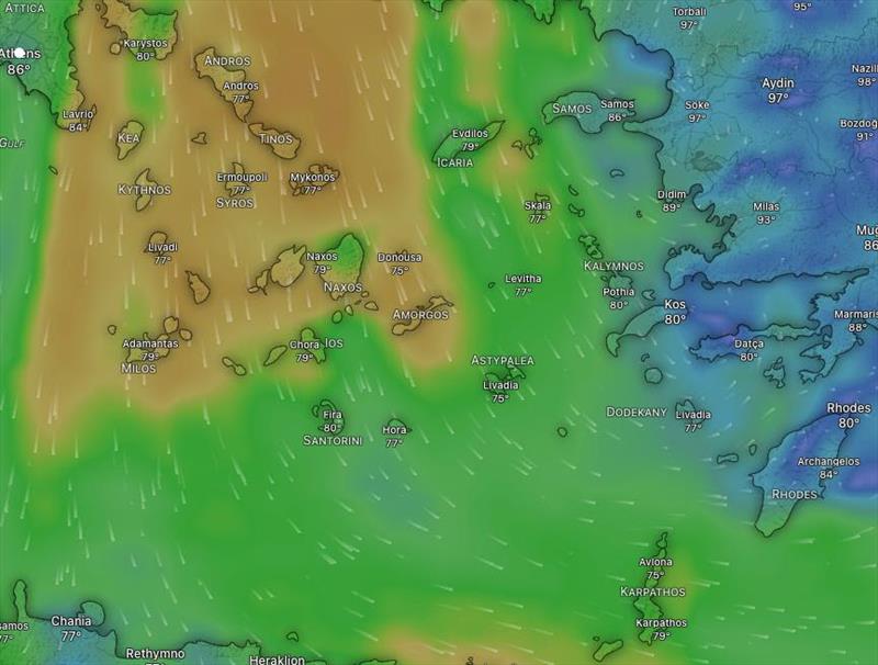 Weather forecast shows strong Meltemi conditions predicted for the July 5 start - photo © Hellenic Offshore Racing Club