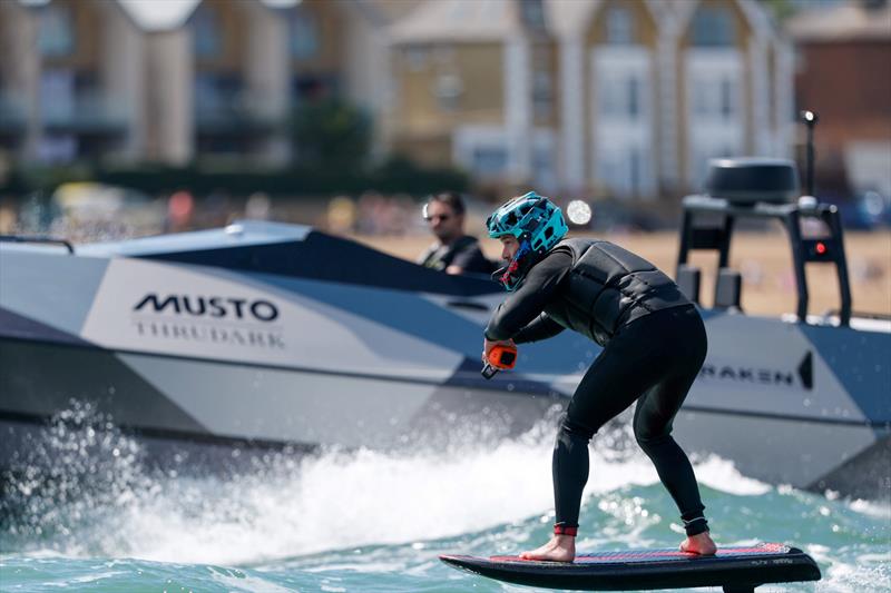 Great foiling action for spectators, sponsored by Musto - North Sails Cowes Week Day 6 - photo © Paul Wyeth / www.pwpictures.com