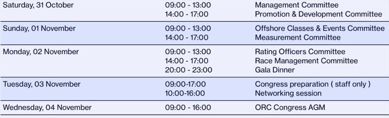The schedule of events at the Annual Meeting - photo © Offshore Racing Congress