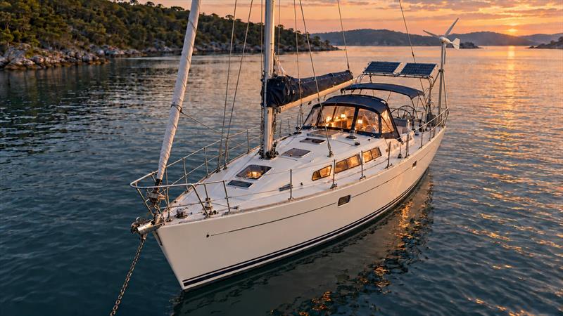 Sunset sailboat with solar and wind - photo © Citimarine