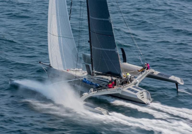 MOCRA winner: Peter Aschenbrenner's Nigel Irens 63ft Trimaran, ParadoxParadox photo copyright Transatlantic Race 2015 / Daniel Forster taken at Royal Ocean Racing Club and featuring the MOCRA class