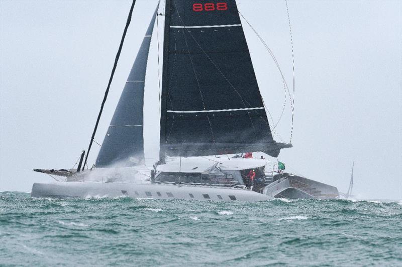 Adrian Keller's 84ft Irens catamaran Allegra has defended her title in the MOCRA multihull class - 50th Rolex Fastnet Race 2023 - photo © Rick Tomlinson / www.rick-tomlinson.com