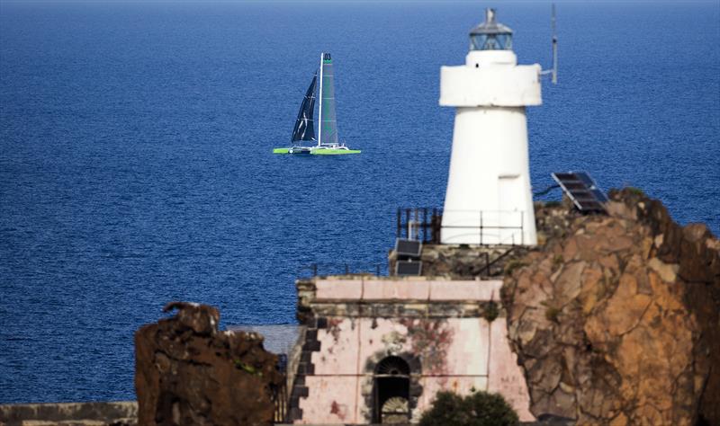 Phaedo3 at Stromboli during the Rolex Middle Sea Race - photo © Rachel Jaspersen