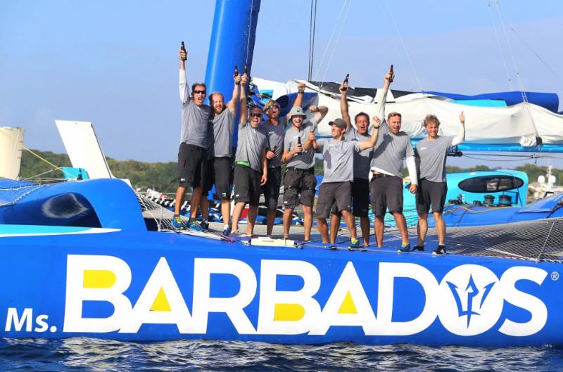 Team Concise/Ms Barbados smash the record in the Mount Gay Round Barbados Race photo copyright Helena Darvelid / Team Concise taken at Barbados Cruising Club and featuring the MOD70 class