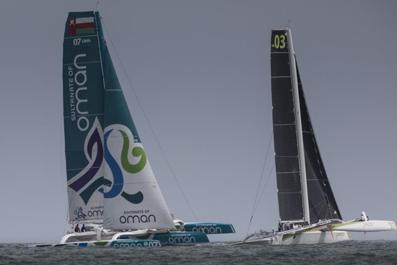 Musandam-Oman Sail claim line honours in the Volvo Round Ireland Race 2016 photo copyright Lloyd Images taken at Wicklow Sailing Club and featuring the MOD70 class